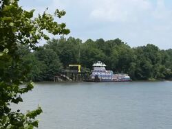 Tug Boat on a Tuscaloosa River Stock Footage