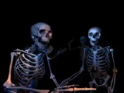 Two (2) loopable versions of Skeletons greeting you Stock Footage
