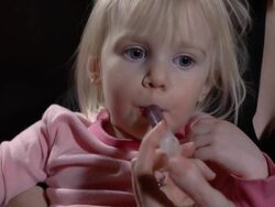 Toddler Takes Medicine - Front Stock Footage