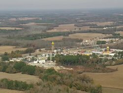 WS AERIAL View of South Of Border amusement complex / South Carolina, United States Stock Footage