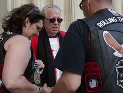 Bikes Are Blessed In Washington Ahead Of Annual Rolling Thunder Bike Procession Stock Footage