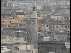 Rome, Italy: Cityscape Rooftops with Trajan's Column Stock Footage
