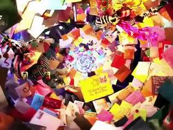 CU Christamas window display with letters for santa / New York, United States Stock Footage