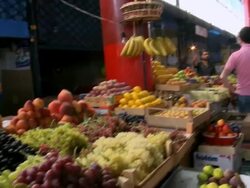 MS PAN View of Fruit shop / Armenia Stock Footage