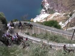 Tourists travel by donkey Stock Footage