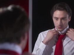 HD: Young Man Dressing Up For A Date Stock Footage