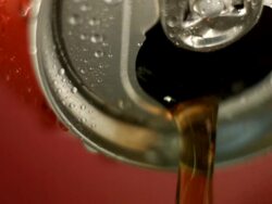 Soda pours from a can, super slow motion, macro. Stock Footage