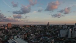 WS, panorama skyline of Havana, Cuba with Slow Pan Stock Footage
