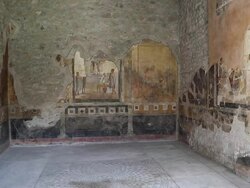 Pompeii, frescoes in the Atrium of a Roman house Stock Footage