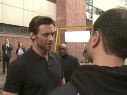 Hugh Jackman absaeil for Help the Heroes/ X-Men origins: Wolverine Stock Footage
