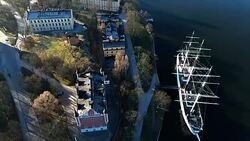 Aerial View Skeppsholmen Stockholm Stock Footage
