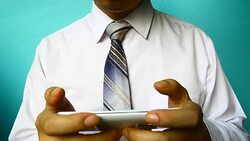 businessman hand hold phone Stock Footage