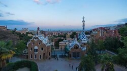 Spain, Catalonia, Barcelona, Park Guell, listed as World Heritage by UNESCO - Time lapse Stock Footage