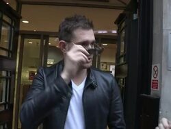 Michael Buble sighted outside the studios. Stock Footage