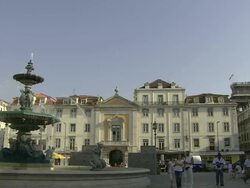 MS Fountain on Rossio Square / Lisbon, Portugal Stock Footage