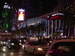 Las Vegas Boulevard Strip traffic near Aria in Las Vegas Stock Footage
