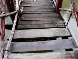 Old wooden bridge. Stock Footage