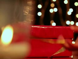 Girl opening a gift box in diwali Stock Footage