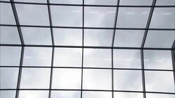 Skylights frame a cloudy sky. Stock Footage