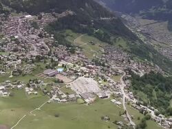 WS AERIAL View of Hill town at Verbier / Valais, Switzerland Stock Footage