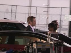 Rad Daly Waiting for Scene on Stretch Film Set in Stock Footage