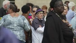 Hillary Clinton Supporters Queuing for Rally News Clip