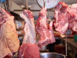 HD meat at Asian market Stock Footage