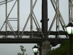 MS R/F PAN shot of Queensborough Bridge / New York, United States Stock Footage