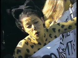 RUSSIA: MOSCOW: NUDE ANTI FUR PROTESTERS TAKE TO THE STREETS News Clip