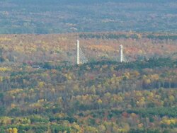 WS ARIEAL View of Wooded area and autumn color / Maine, United States Stock Footage