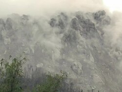 Unstable Smoking Volcano Lava Dome Stock Footage
