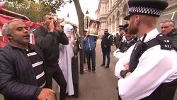 Protesters Outside Downing Street Against King of Bahrain News Clip