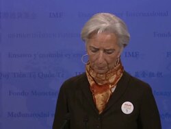 IMF MD Christine LaGarde announces debt relief for Ebola countries Stock Footage