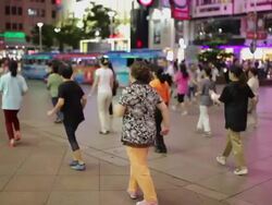 WS People dancing in Nanjing Dong Road AUDIO / Shanghai,  China Stock Footage