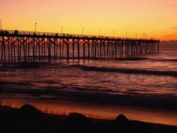 Sunrise Pier with Boat Stock Footage