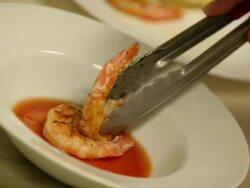 MS Prawn dish preparation at a kitchen / Sao Paulo, Brazil Stock Footage
