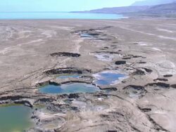 Aerial the Dead Sea in the Judea Desert, Einot Tsukim, Israel Stock Footage