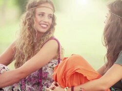 Back in the 70s: two hippie women talking Stock Footage
