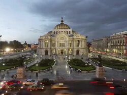 WS, TL Day to night of traffic and Bellas Artes building in Centro Historico / Mexico City, Mexico Stock Footage