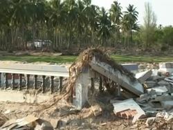 MS Post Boxing Day 2004 Tsunami, building destruction, Thailand Stock Footage