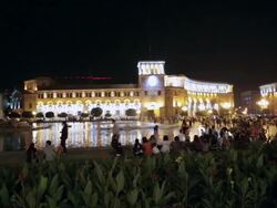 Yerevan, night scene of the fountains in the Republic square Stock Footage