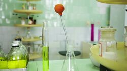 Pharmaceutical laboratory - liquid in test tubes Stock Footage