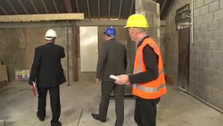 Walking round a Construction / Building site : CRANE Stock Footage