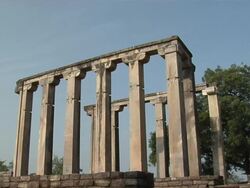 MS, Pillars at Great Stupa, Sanchi, Madhya Pradesh, India Stock Footage