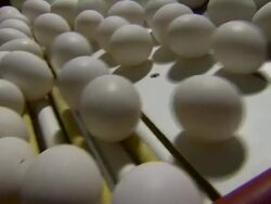 Close up of eggs on conveyor belt. Stock Footage