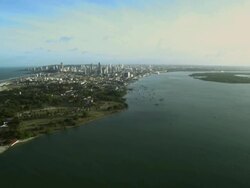 Port with cargo shiping containers/ Ponte Newton Navarro /Porto de Natal- RN Stock Footage