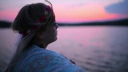 Hippie girl playing guitar. Stock Footage