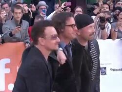Bono, Davis Guggenheim, The Edge at the 2011 Toronto International Film Festival - 'From The Sky Down' Premiere at Toronto ON. (Footage by WireImage Video/Getty Images Entertainment Video) Stock Footage