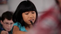 Female student forgets test answers Stock Footage