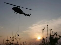 U.S. Military Helicopters Search For Immigrants And Smugglers On Mexican Border Stock Footage